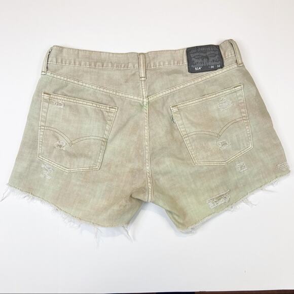 Levi’s 514 Cut Off Bleached Distressed Shorts Sz L - Picture 2 of 8